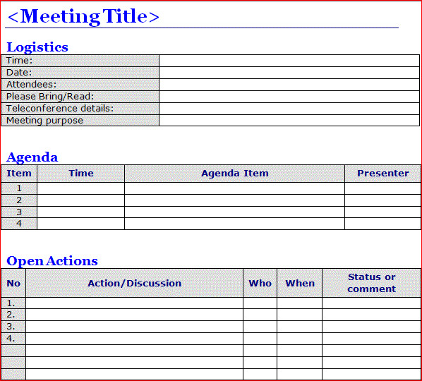 Meeting Minute Template Excel Free Meeting Minutes Template