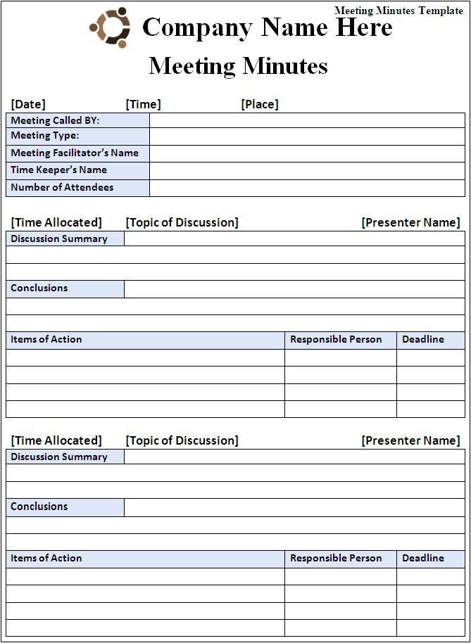 Meeting Minutes Template Word Meeting Minutes Template