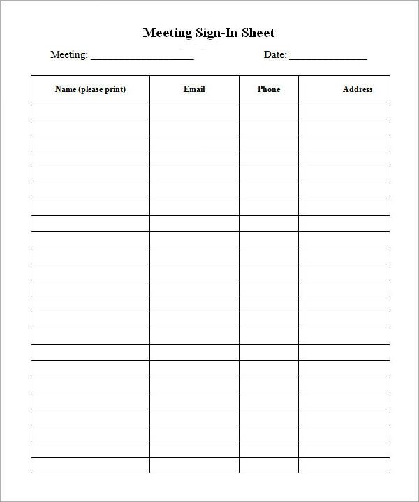Meeting Sign In Sheet 34 Sample Sign In Sheet Templates Pdf Word Apple Pages