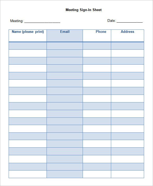 Meeting Sign In Sheet 75 Sign In Sheet Templates Doc Pdf