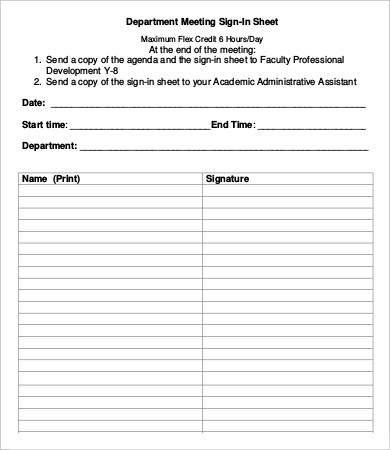 Meeting Sign In Sheet Meeting Sign In Sheet Template 9 Free Word Pdf