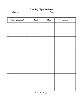 Meeting Sign In Sheet Meeting Sign In Sheet Template