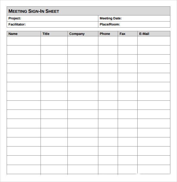 Meeting Sign In Sheet Sample Meeting Sign In Sheet 13 Documents In Pdf Word
