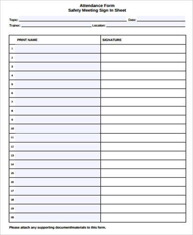 Meeting Sign In Sheet Sample Meeting Sign In Sheet 8 Examples In Word Pdf