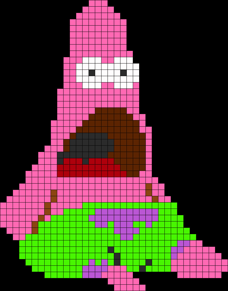 Meme Pixel Art Grid Patrick Perler Bead Pattern