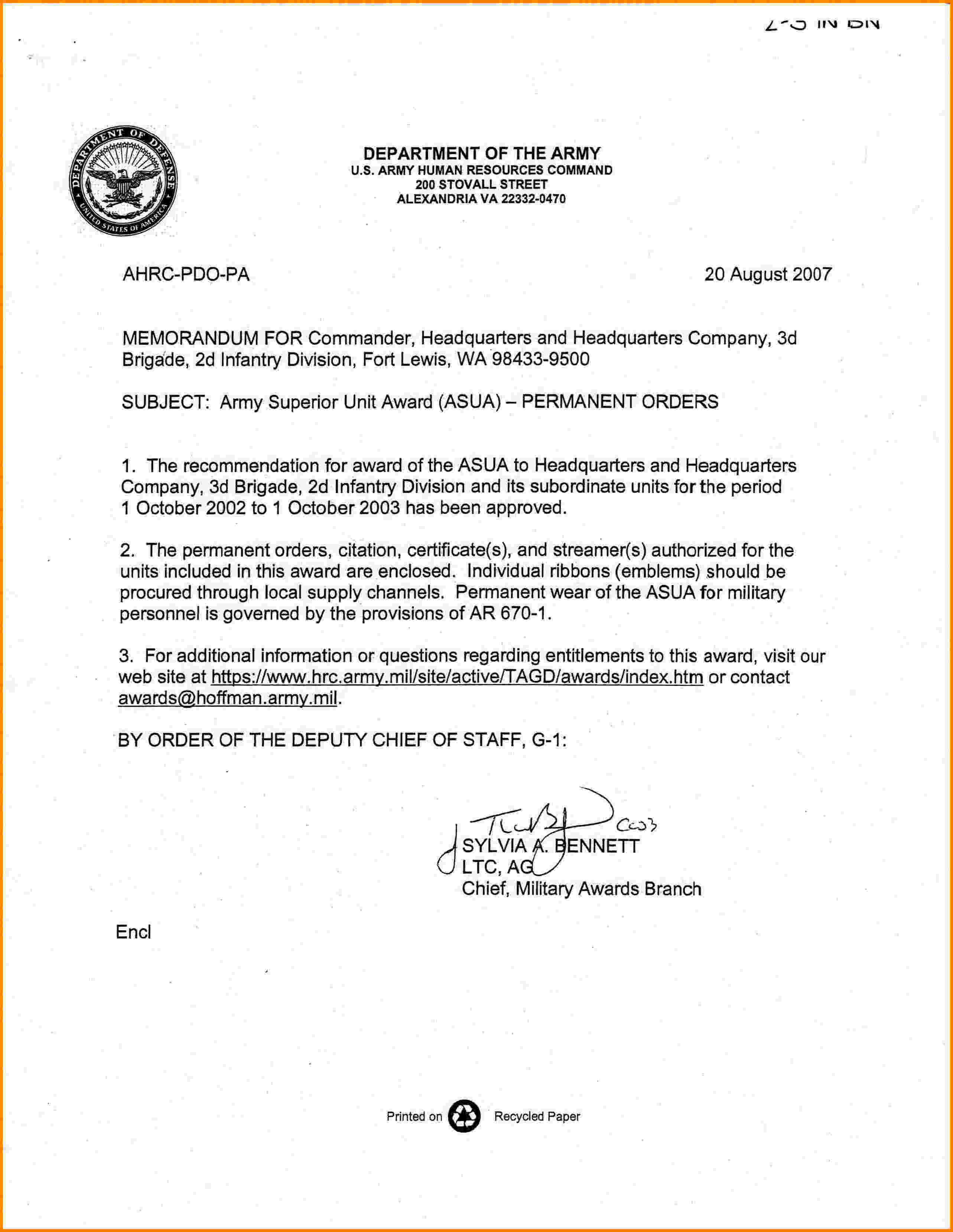 Memorandum for Record Template 6 Memorandum for Record Army