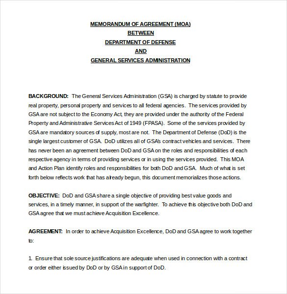 Memorandum Of Agreement Templates 13 Memorandum Of Agreement Templates – Word Pdf