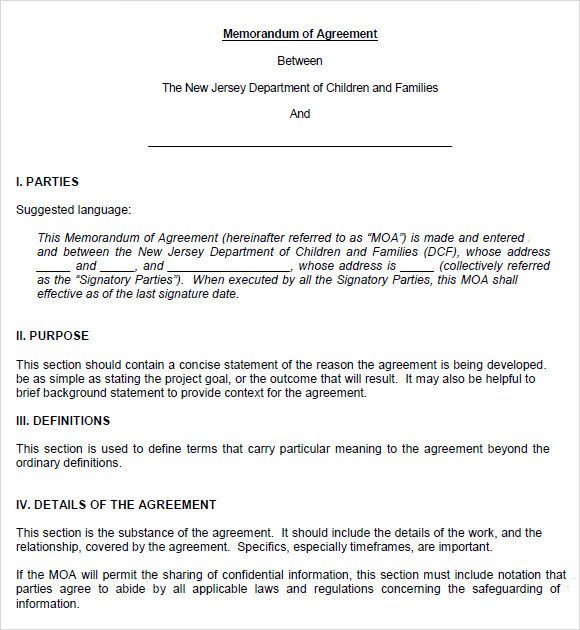 Memorandum Of Agreement Templates 13 Memorandum Of Agreements Pdf Word