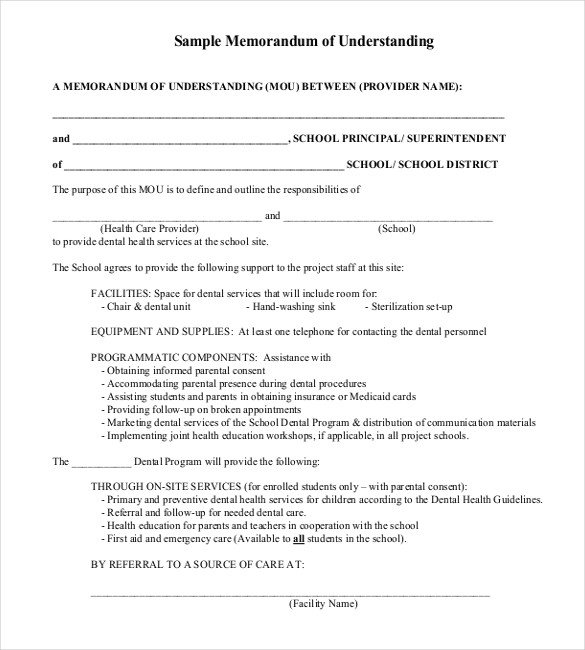 Memorandum Of Agreement Templates 41 Memorandum Of Understanding Templates Pdf Google