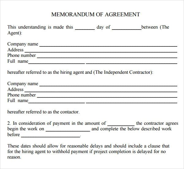 Memorandum Of Agreement Templates Memorandum Of Agreement 15 Free Pdf Doc Download