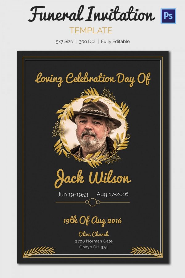 Memorial Card Template Free Download 15 Funeral Invitation Templates – Free Sample Example