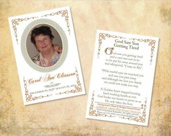 Memorial Card Template Free Download 17 Funeral Card Templates Psd Ai