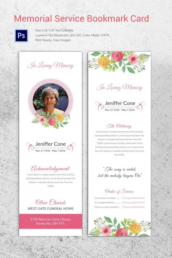 Memorial Card Template Free Download 20 Funeral Program Templates – Free Word Excel Pdf Psd
