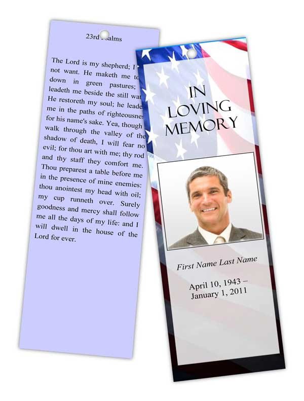 Memorial Card Template Free Download Patriotic Us Bookmark Template Elegant Memorials