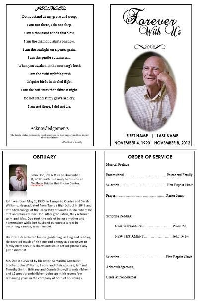 Memorial Services Program Template 1000 Images About Printable Funeral Program Templates On