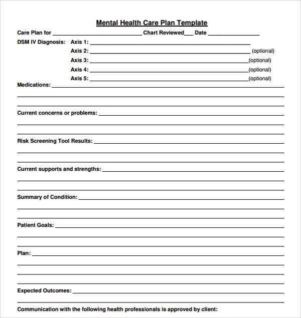 Mental Health Treatment Plan Template Sample Health Plan Template 10 Free Documents In Pdf Word