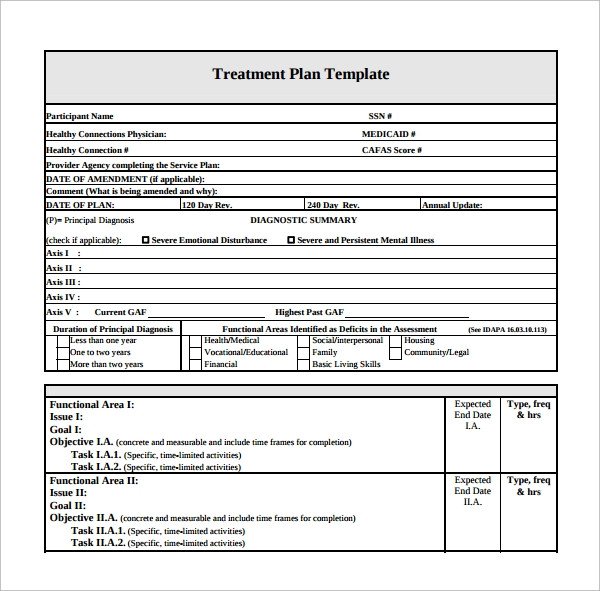 Mental Health Treatment Plan Template Sample Treatment Plan Template 9 Free Documents In Pdf
