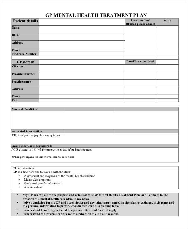 Mental Health Treatment Plan Template Treatment Plan Examples 23 Samples In Google Docs Ms