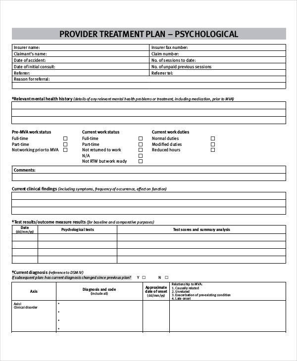 Mental Health Treatment Plan Template Treatment Plan Examples 23 Samples In Google Docs Ms