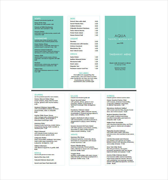 Menu Template Free Download 23 Free Menu Templates Pdf Doc Excel Psd