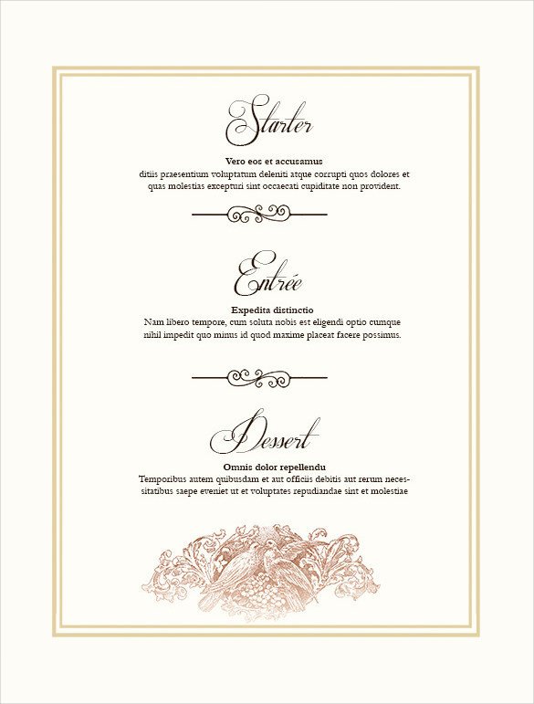 Menu Template Free Download 36 Wedding Menu Templates Ai Psd Google Docs Apple