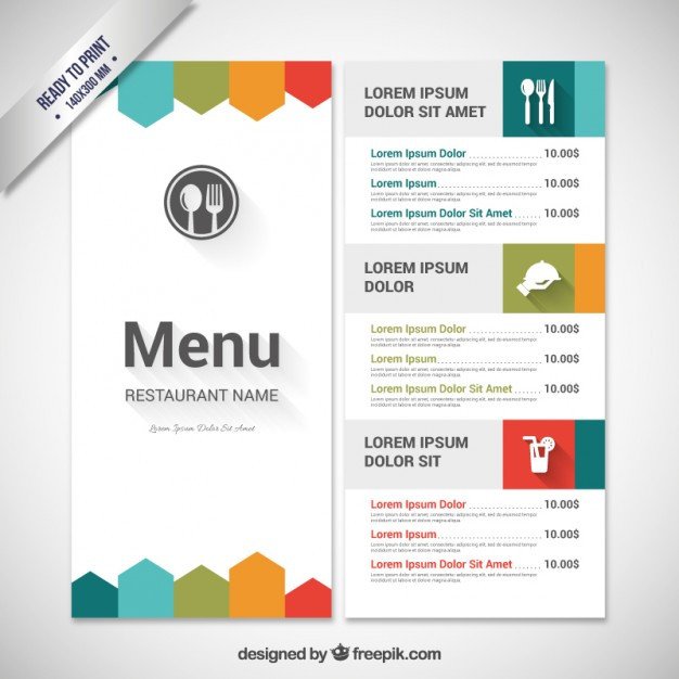Menu Template Free Download Colorful Menu Template Vector
