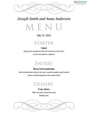 Menu Template Free Download Free Printable Wedding Menu Templates