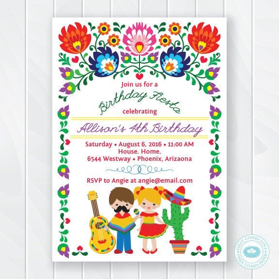 Mexican Fiesta Invitation Templates Free Kids Fiesta Birthday Invitation Children S Mexican Fiesta
