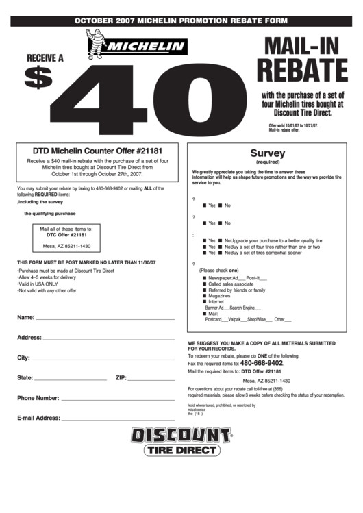 Michelin Rebate form Pdf top 5 Michelin Rebate form Templates Free to In