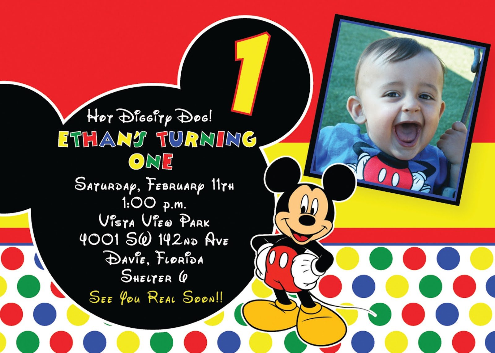 Mickey Mouse Birthday Invitations Template 1st Mickey Mouse Birthday Invitations Free Invitation