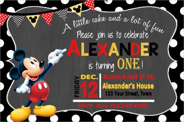 Mickey Mouse Birthday Invitations Template 31 Mickey Mouse Invitation Templates Free Sample