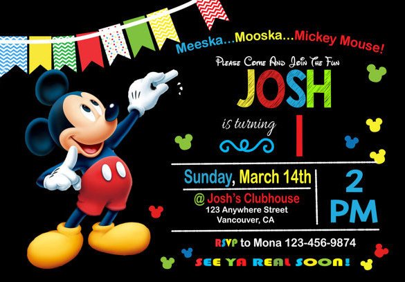 Mickey Mouse Birthday Invitations Template 49 Birthday Invitation Templates Psd Ai Word