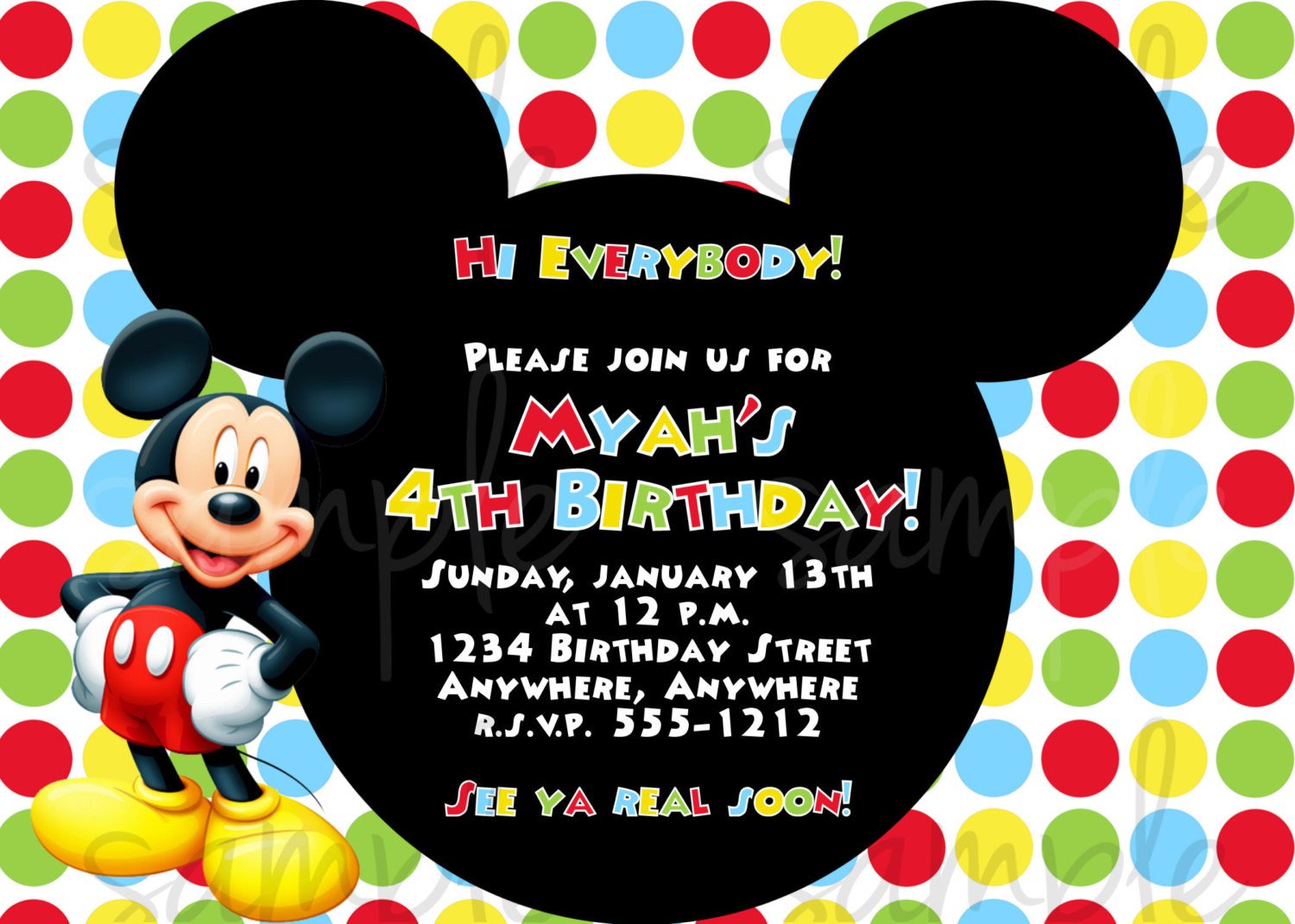 Mickey Mouse Birthday Invitations Template Mickey Mouse Birthday Invitation