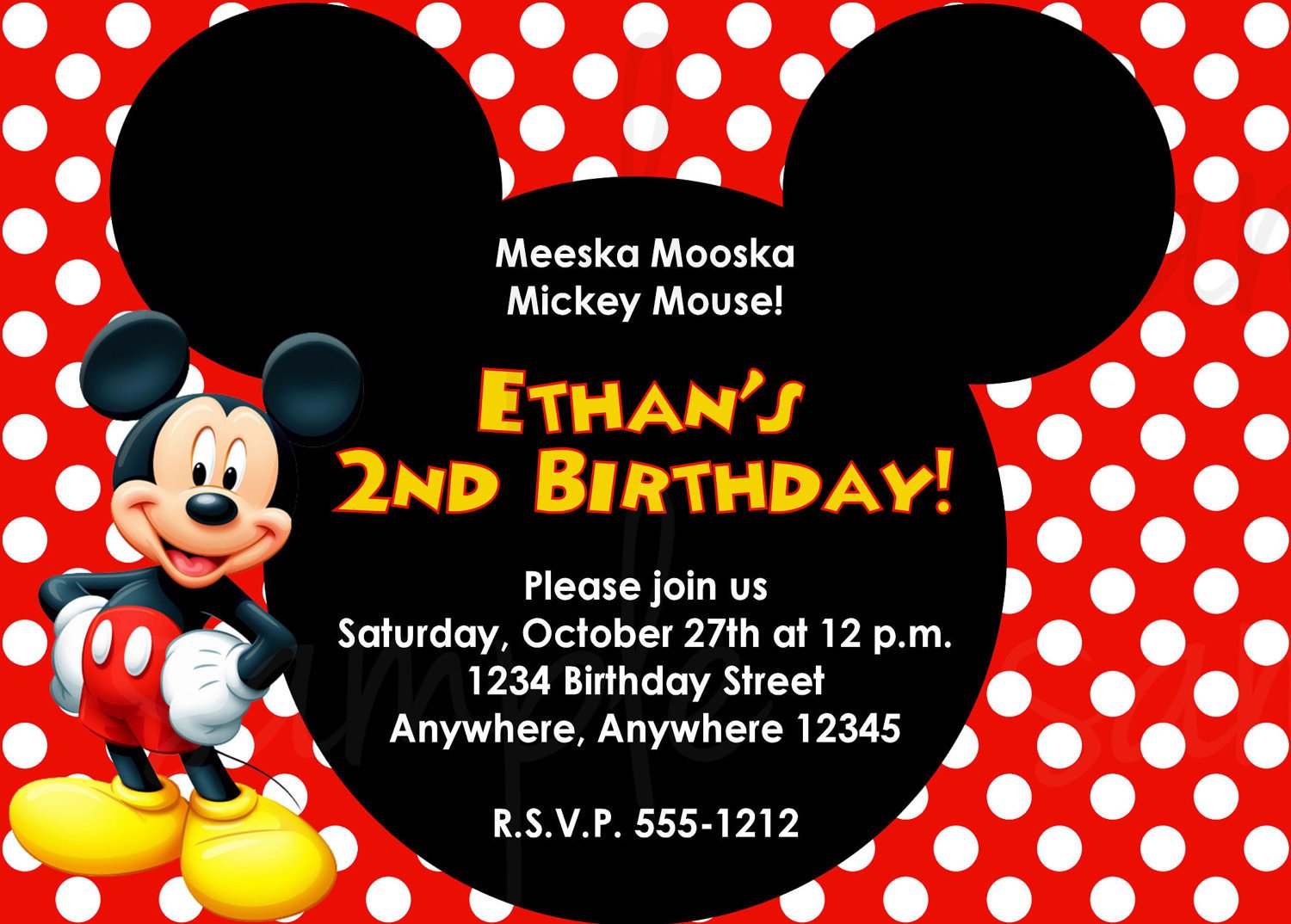 Mickey Mouse Birthday Invitations Template Mickey Mouse Birthday Invitation