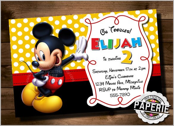Mickey Mouse Birthday Invitations Template Mickey Mouse Invitation Templates – 26 Free Psd Vector
