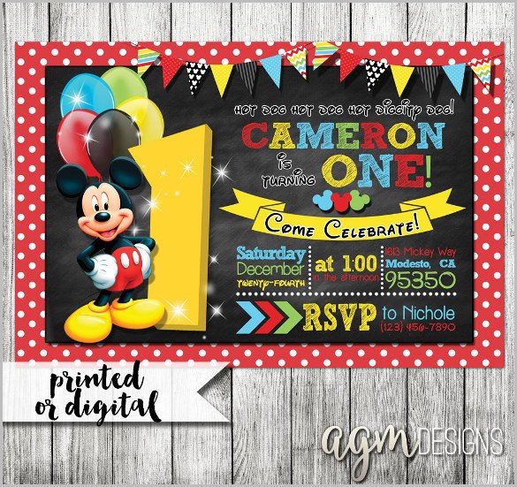 Mickey Mouse Birthday Invitations Template Mickey Mouse Invitation Templates – 29 Free Psd Vector