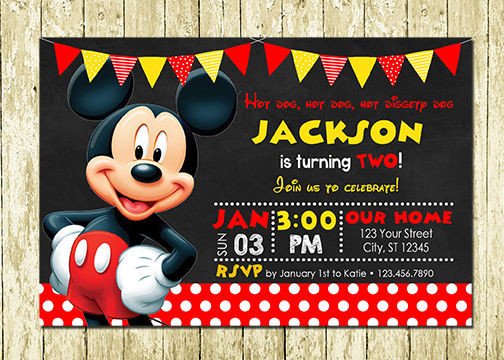 Mickey Mouse Birthday Invitations Template Mickey Mouse Printed Chalkboard Birthday Invitations