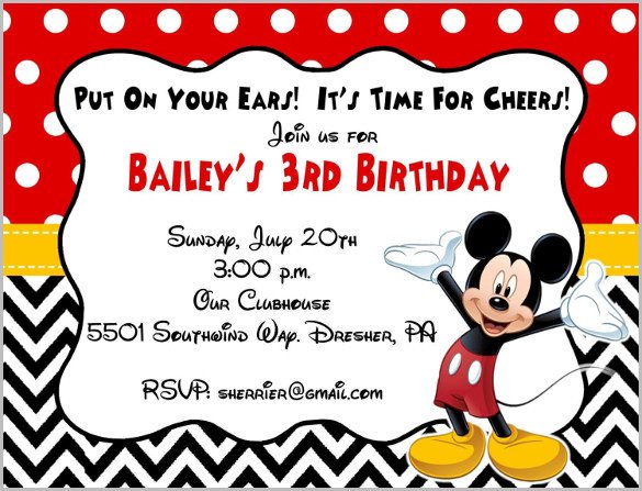 Mickey Mouse Invitation Template Mickey Mouse Invitation Templates – 29 Free Psd Vector