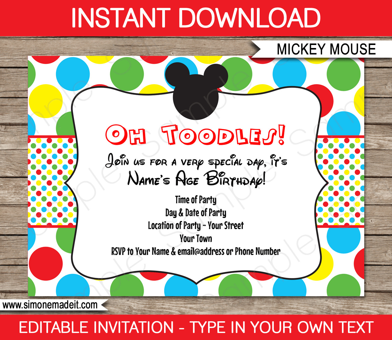 Mickey Mouse Invitation Template Mickey Mouse Party Invitations Template