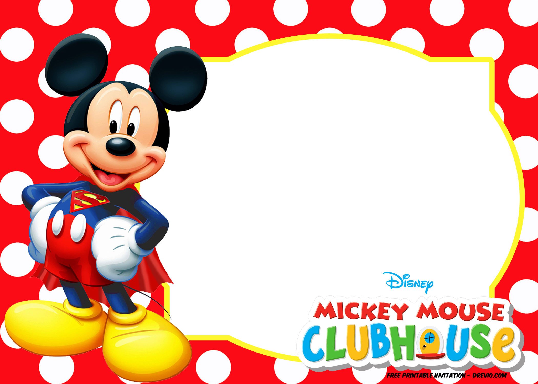 Mickey Mouse Invitation Template Mickey Mouse Polka Dot Invitation Templates