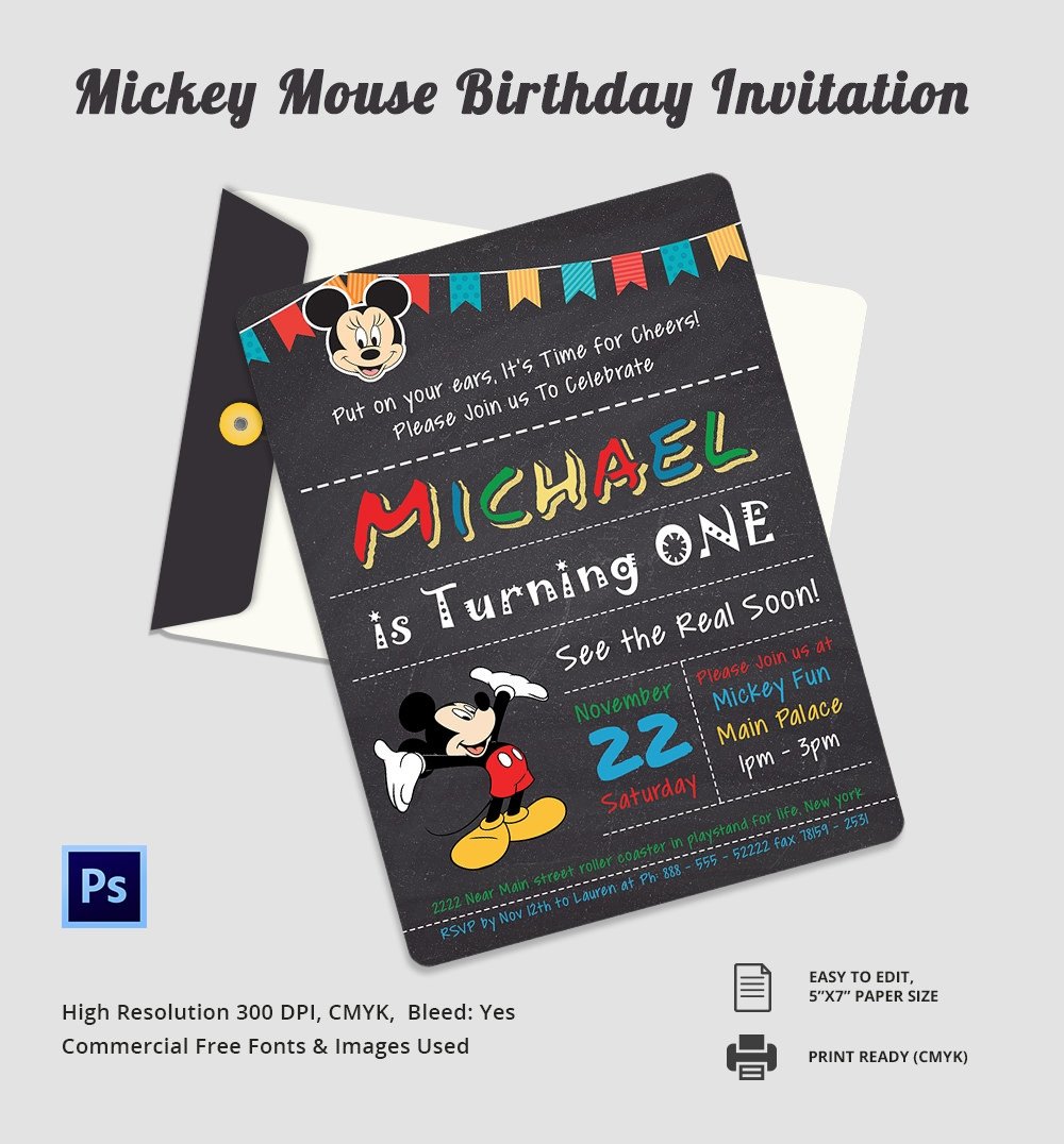 Mickey Mouse Invitations Template Mickey Mouse Invitation Template – 23 Free Psd Vector