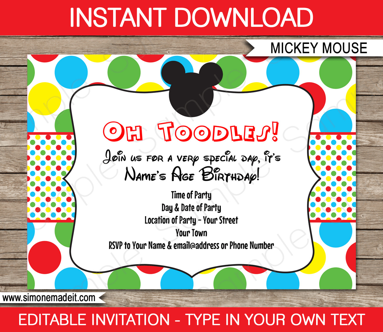 Mickey Mouse Invitations Template Mickey Mouse Party Invitations Template