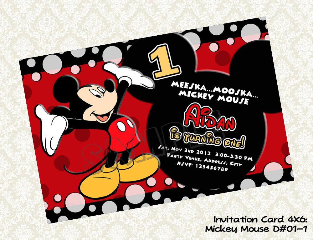 Mickey Mouse Photo Invitations Free Printable 1st Mickey Mouse Birthday Invitations