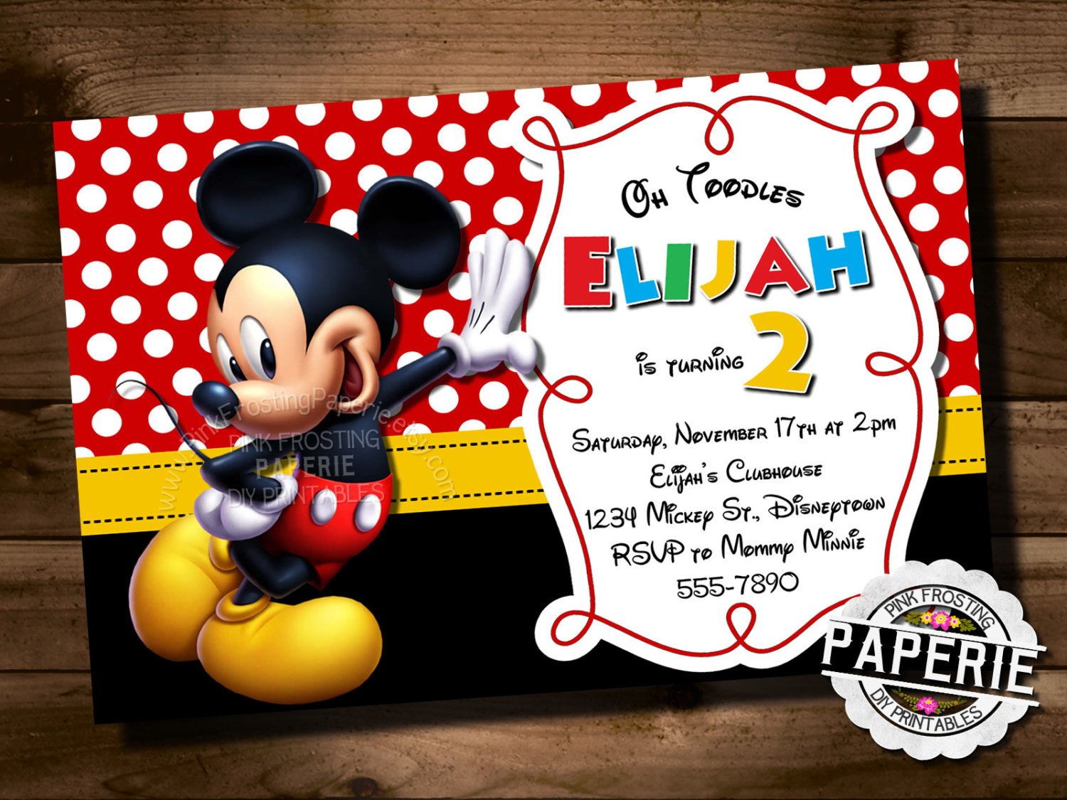 Mickey Mouse Photo Invitations Mickey Mouse Birthday Invitation Mickey Mouse Clubhouse