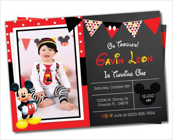 Mickey Mouse Photo Invitations Mickey Mouse Invitation Templates – 26 Free Psd Vector