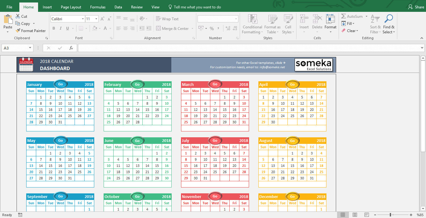 Microsoft Excel Calendar Template Excel Calendar Template 2019 Free Printable Calendar