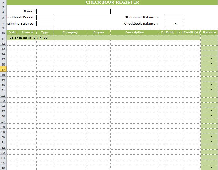 Microsoft Excel Checkbook Template Checkbook Register Template In Excel
