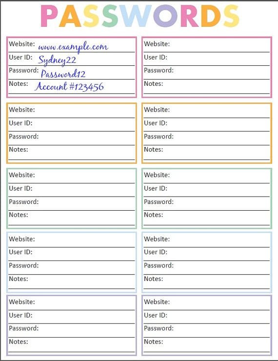 Microsoft Excel Password Template 5 Password List Templates formats Examples In Word Excel