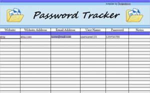 Microsoft Excel Password Template Password Tracker Template