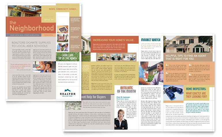Microsoft Office Publisher Templates Realtor &amp; Real Estate Agency Newsletter Template Word